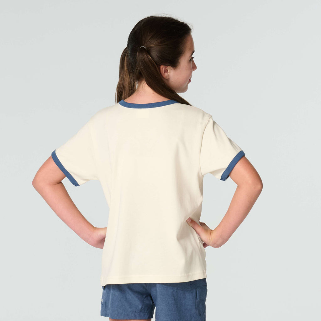 Girls' short sleeve floral "c" ringer t-shirt (child/toddler/youth)