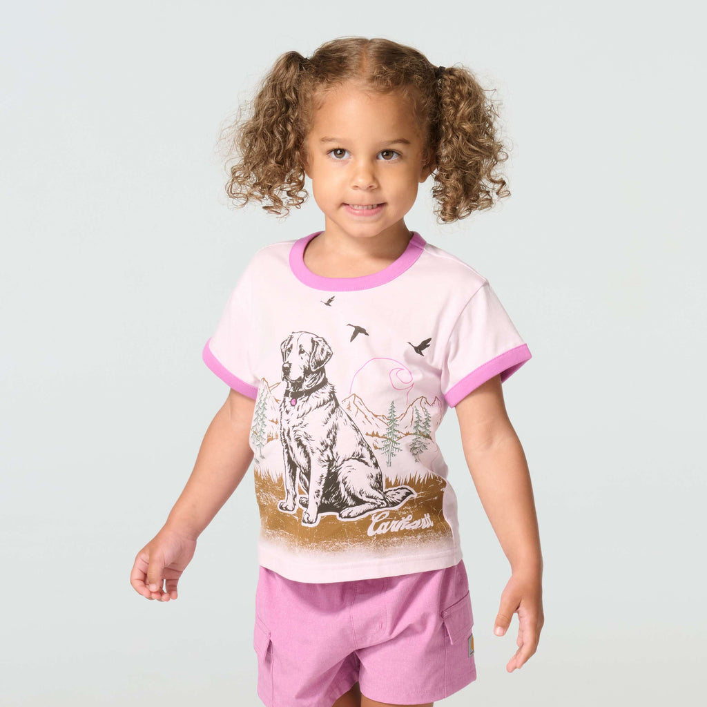 Girls' short sleeve dog ringer t-shirt (child/toddler)
