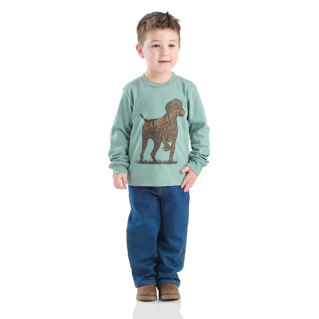 Boys' 2-piece long sleeve dog t-shirt & denim pant set (toddler)