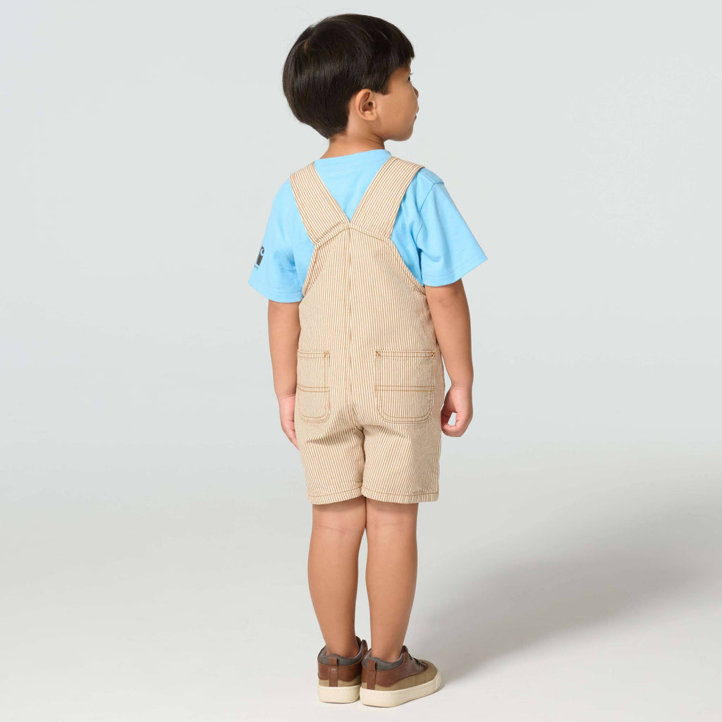 Boys' 2-piece short sleeve t-shirt & brown stripe shortall set (toddler)