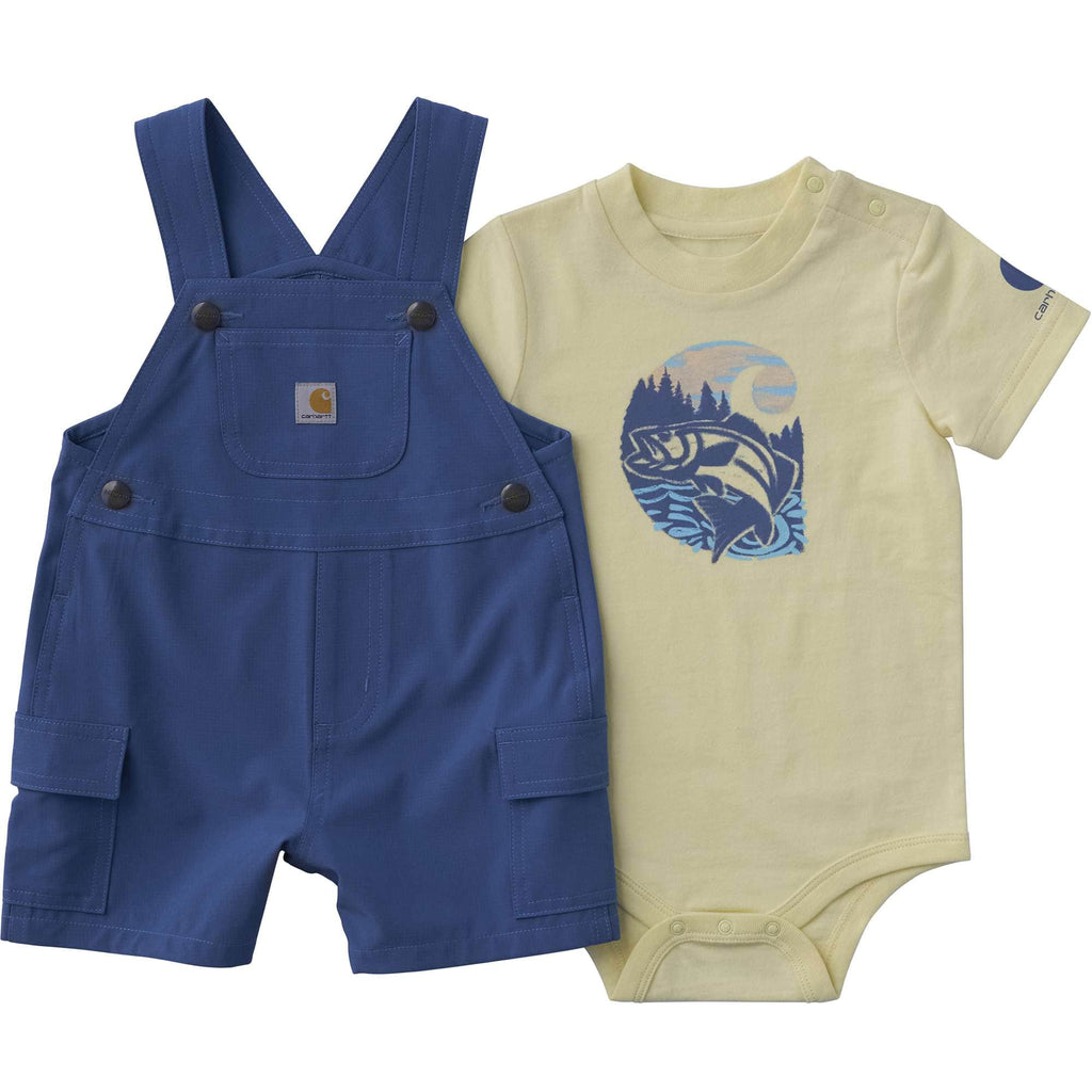 Boys' 2-piece short sleeve bodysuit & cargo pocket shortall set (baby)