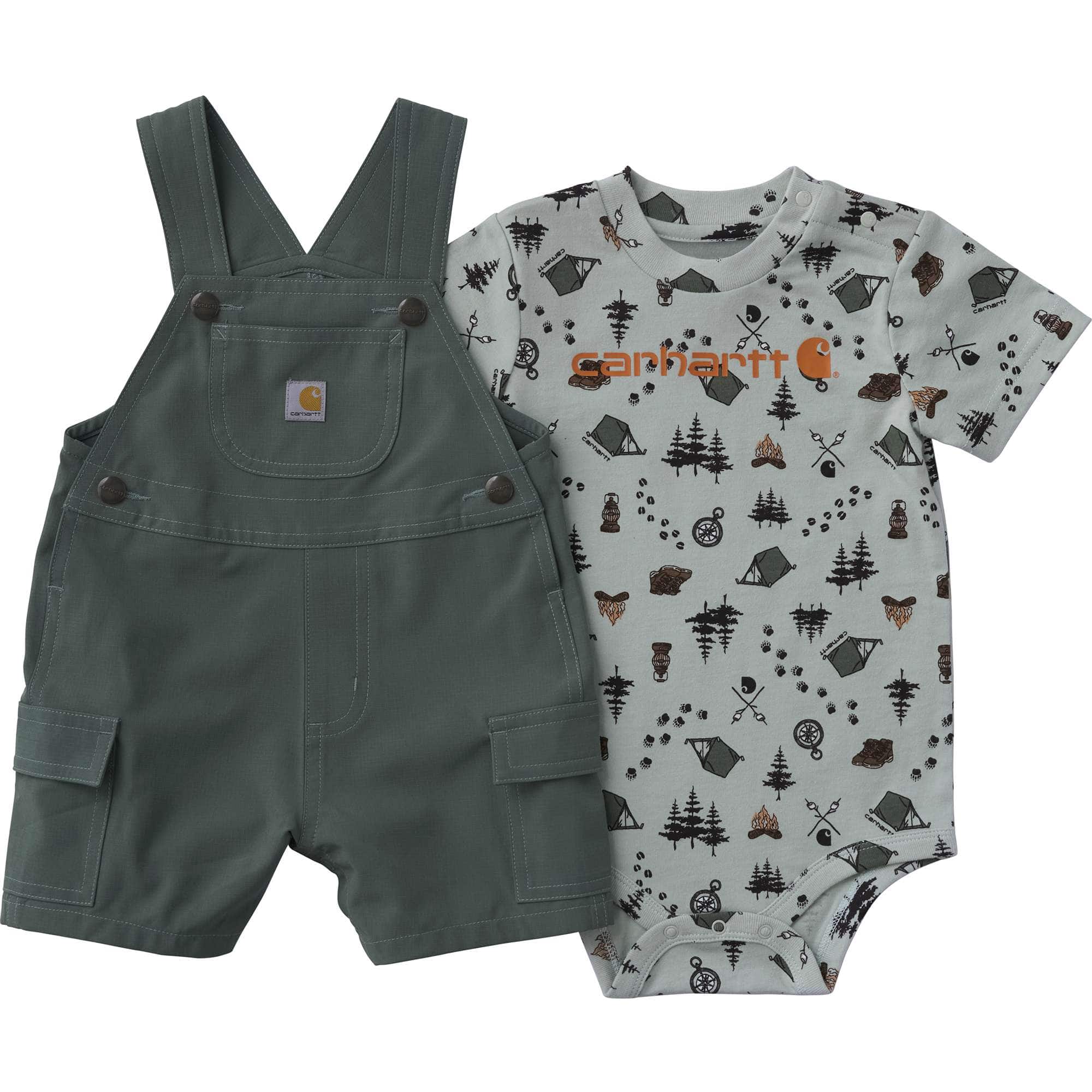 Boys' 2-piece short sleeve bodysuit & cargo pocket shortall set (baby)