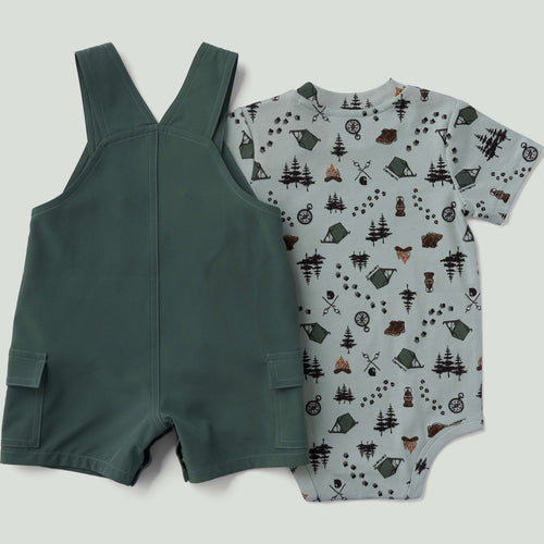 Boys' 2-piece short sleeve bodysuit & cargo pocket shortall set (baby)