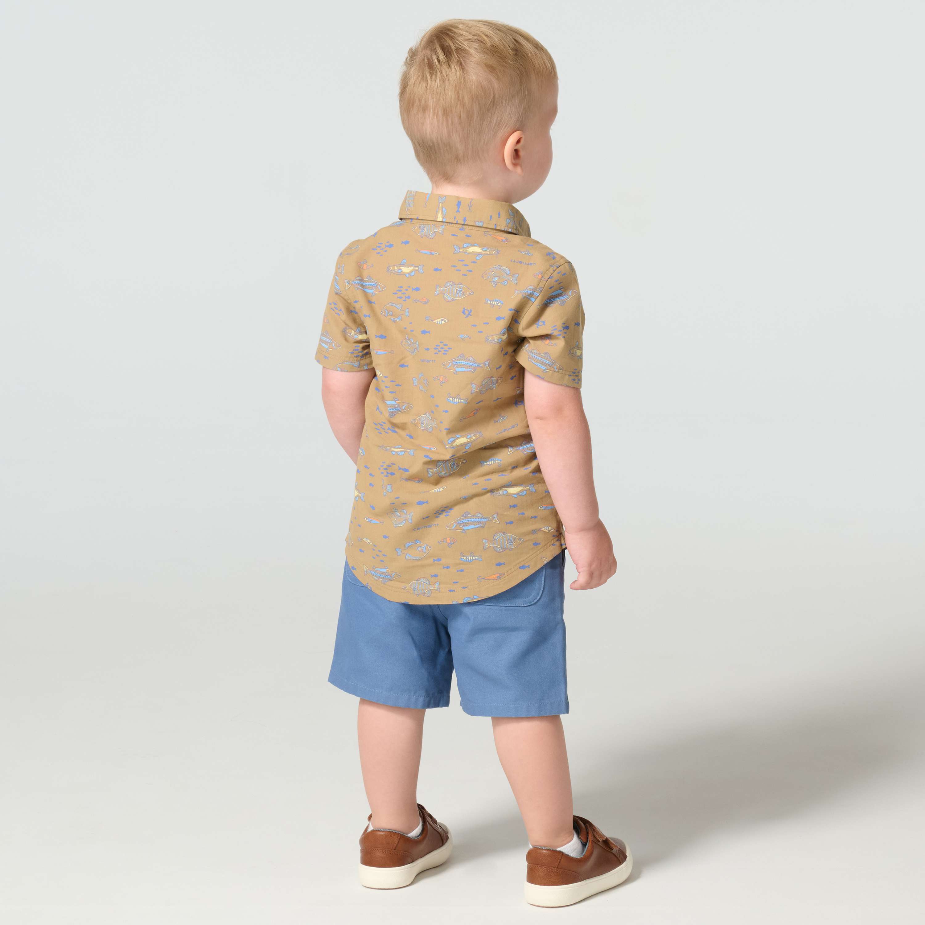 Boys' 2-piece short sleeve printed shirt & canvas short set (toddler)