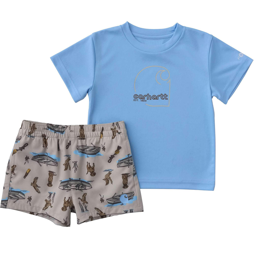 Boys' 2-piece short sleeve sun defender® force® shirt & woven short set (baby)