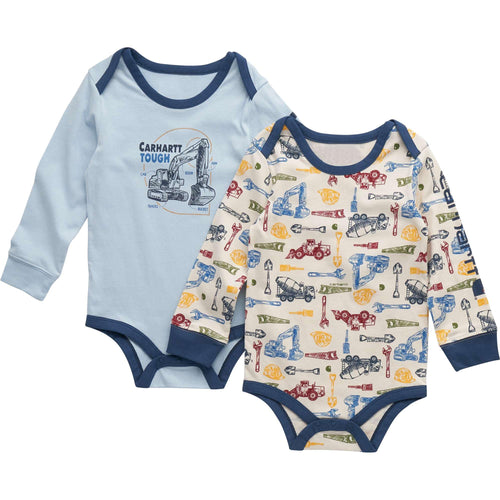 Boys' 2-piece long sleeve construction bodysuit set (baby)