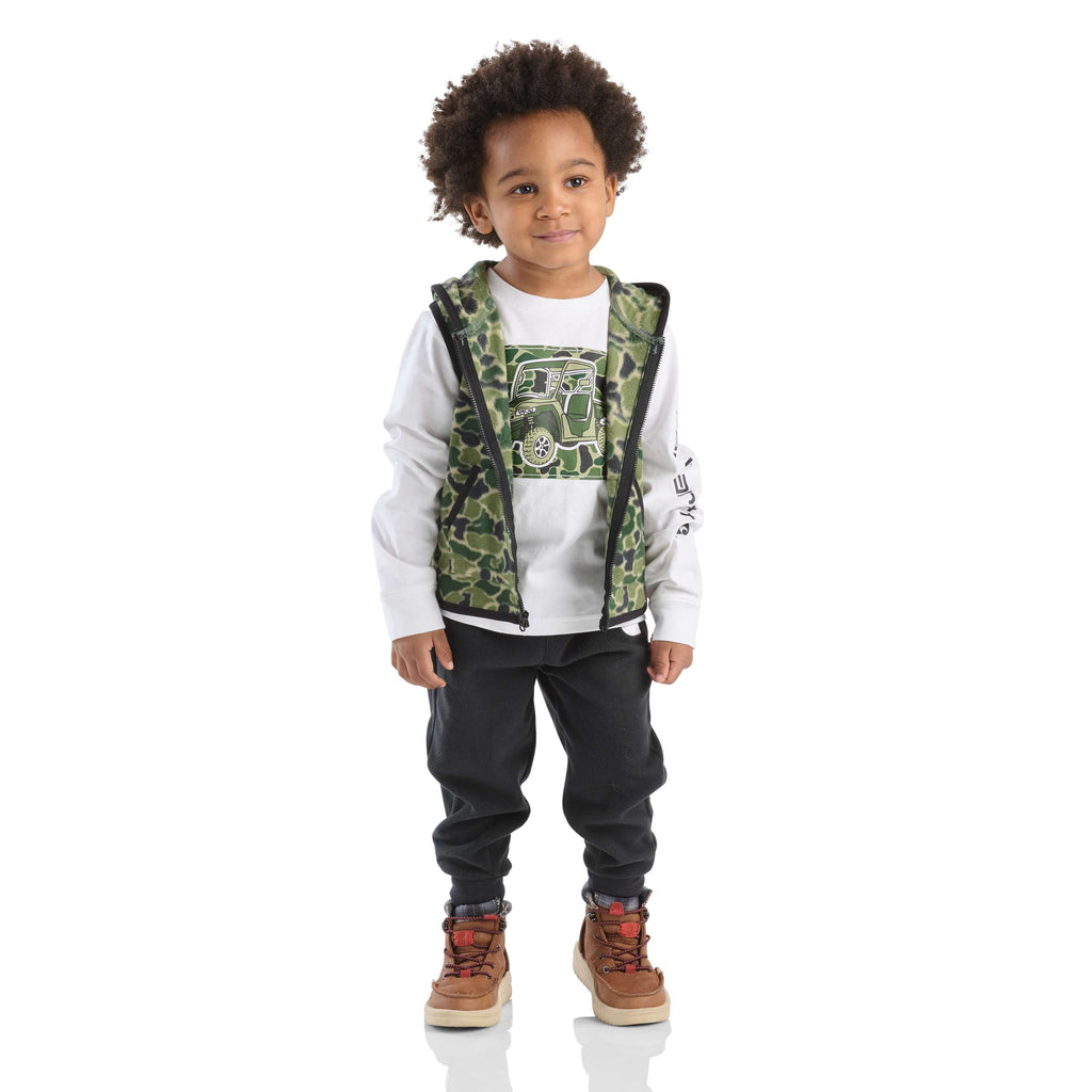 Boys' 3-piece camo vest, long-sleeve t-shirt & pant set (toddler)