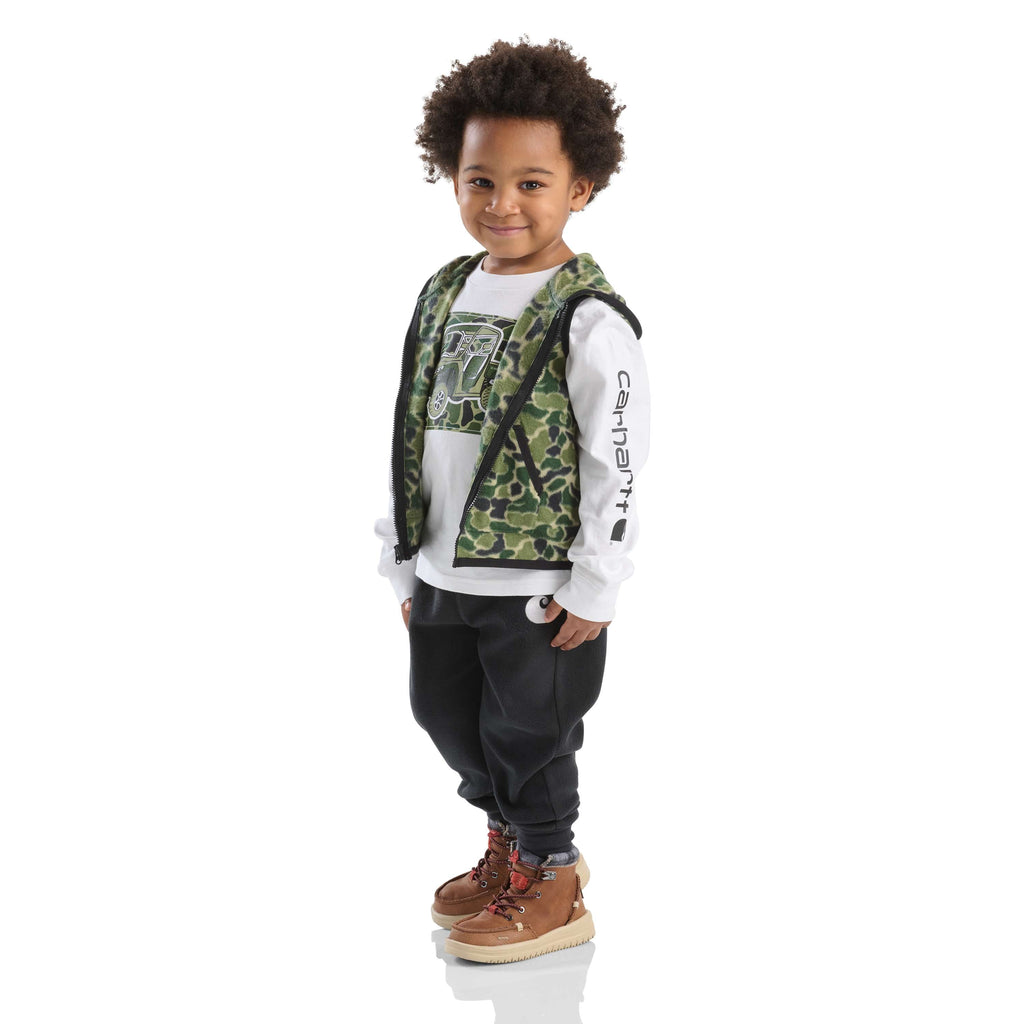 Boys' 3-piece camo vest, long-sleeve t-shirt & pant set (toddler)