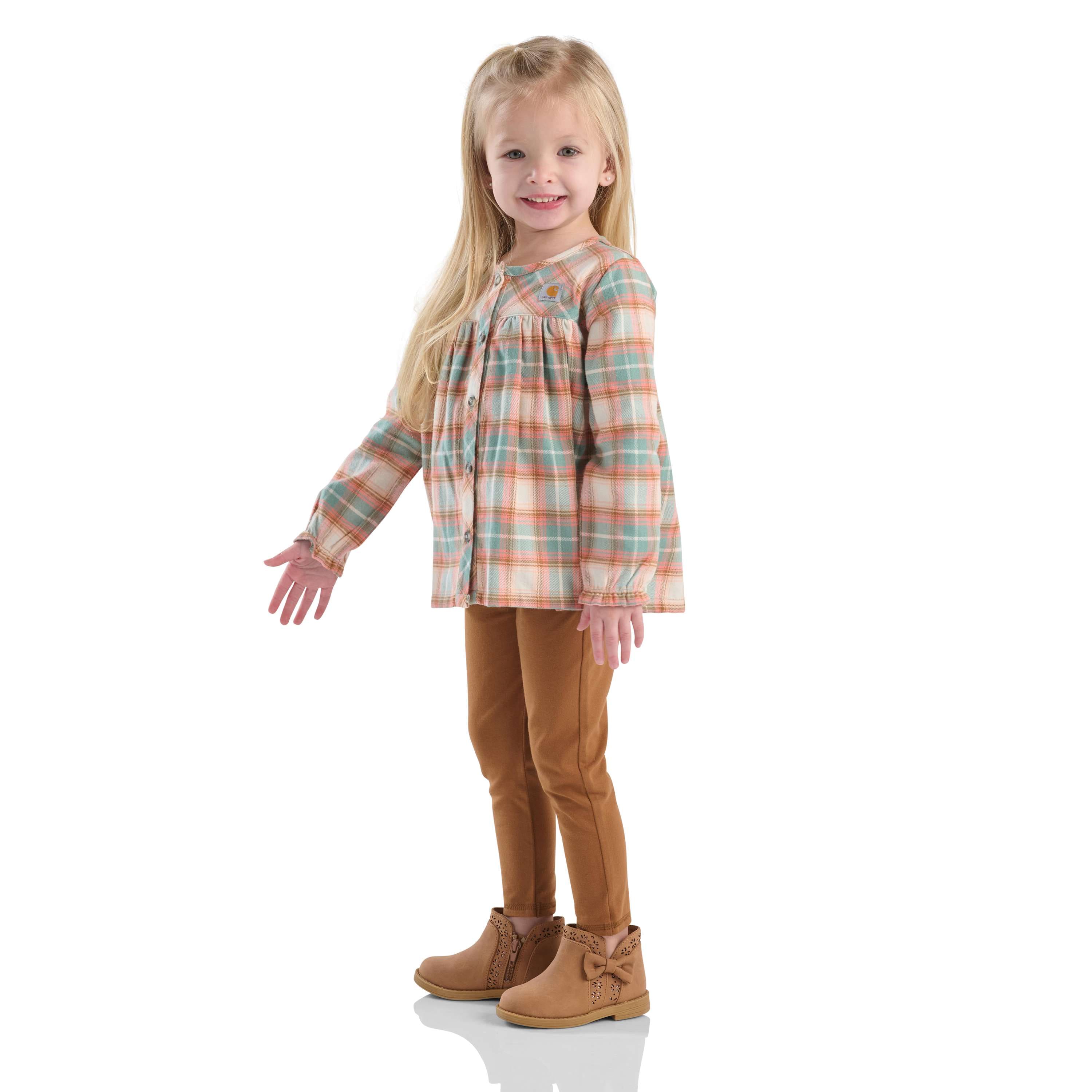 Girls' 2-piece long sleeve flannel top & legging set (toddler)