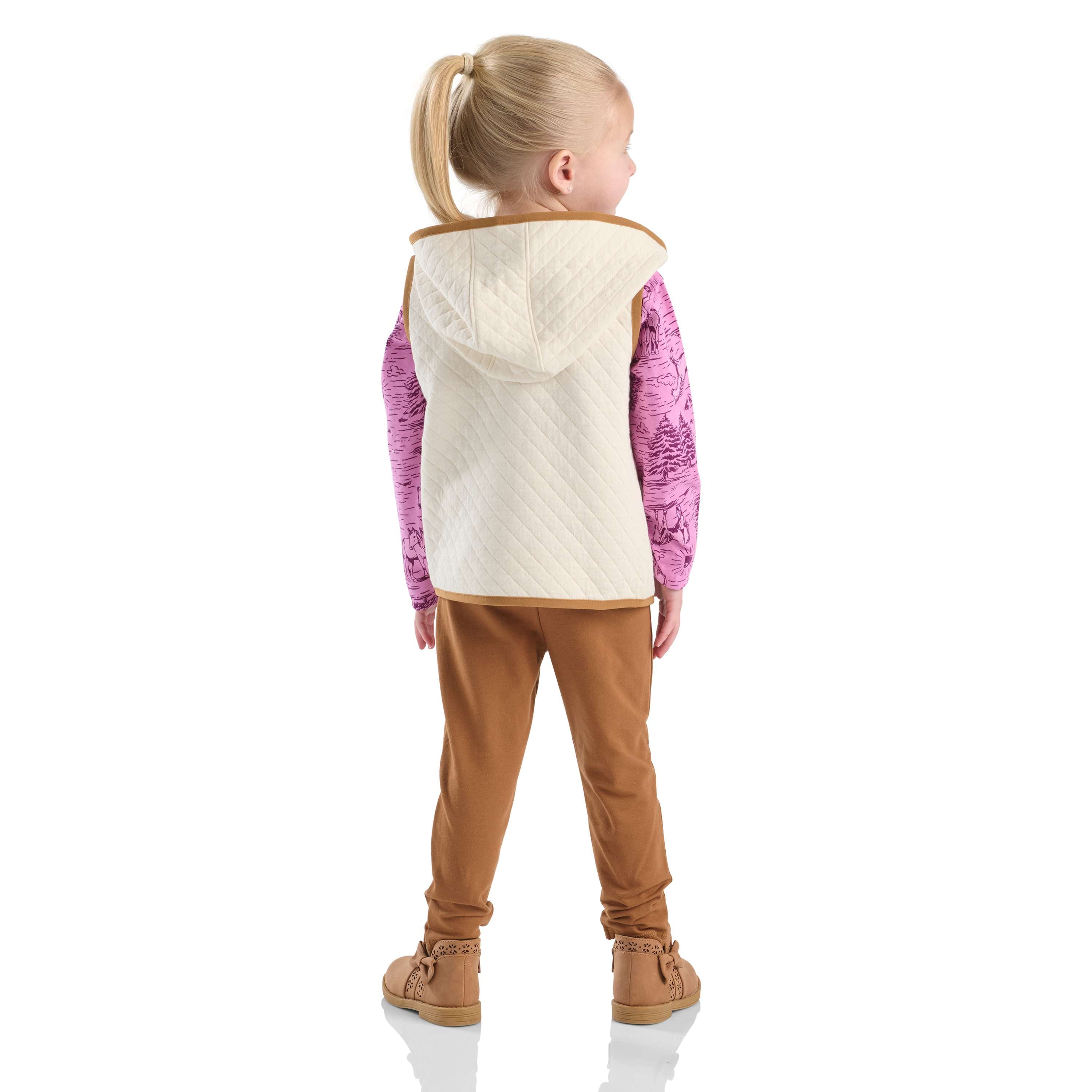 Girls' 3-piece vest, printed t-shirt & legging set (toddler)
