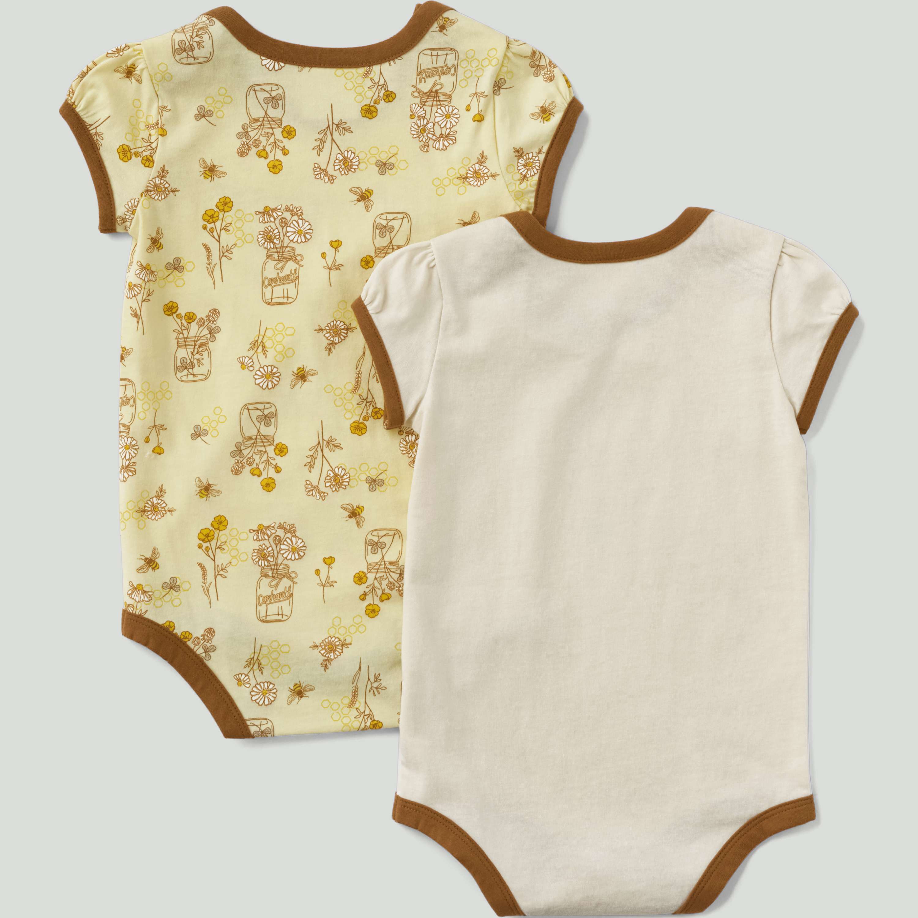 Girls' 2-piece short sleeve bee print bodysuit set (baby)