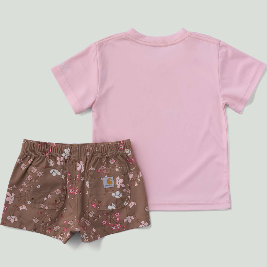 Girls' 2-piece short sleeve force sun defender™ t-shirt & elastic waistband printed short set (baby)