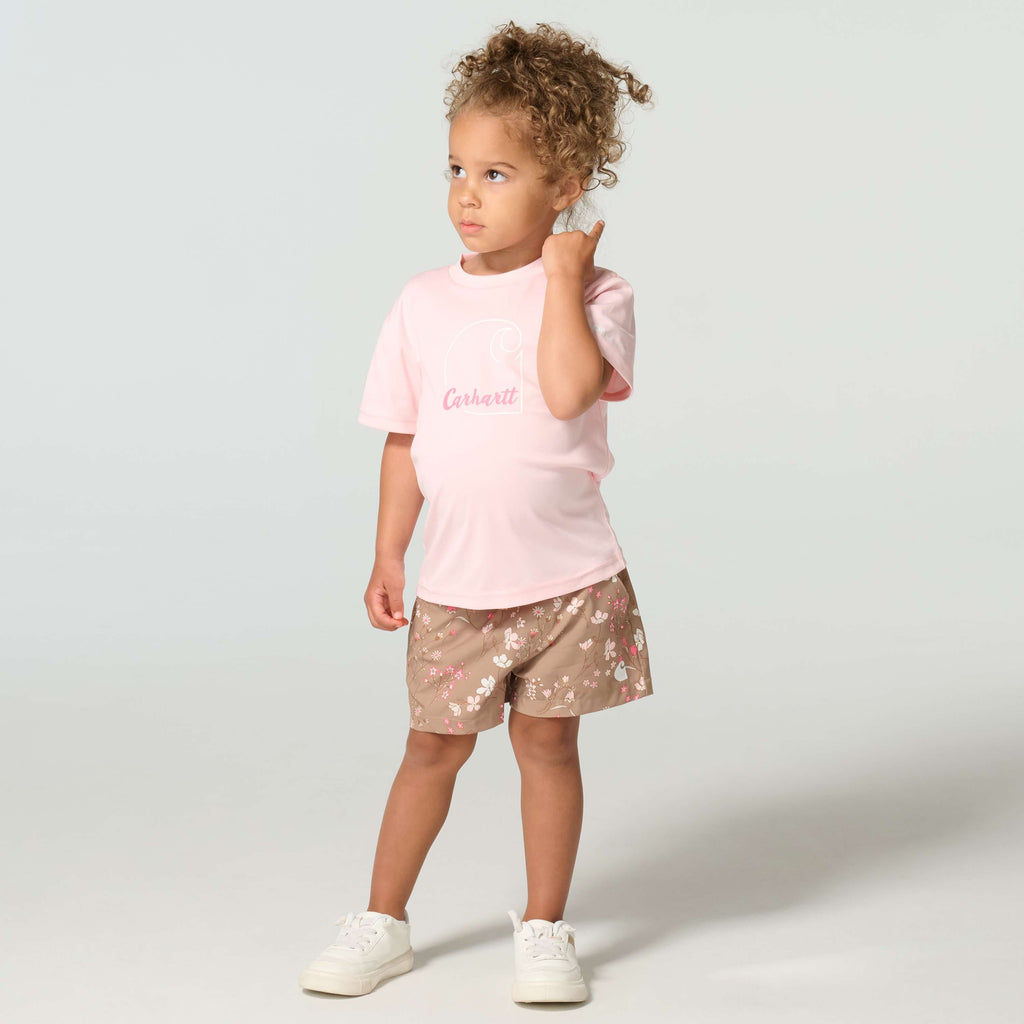 Girls' 2-piece short sleeve force sun defender™ t-shirt & elastic waistband printed short set (toddler)