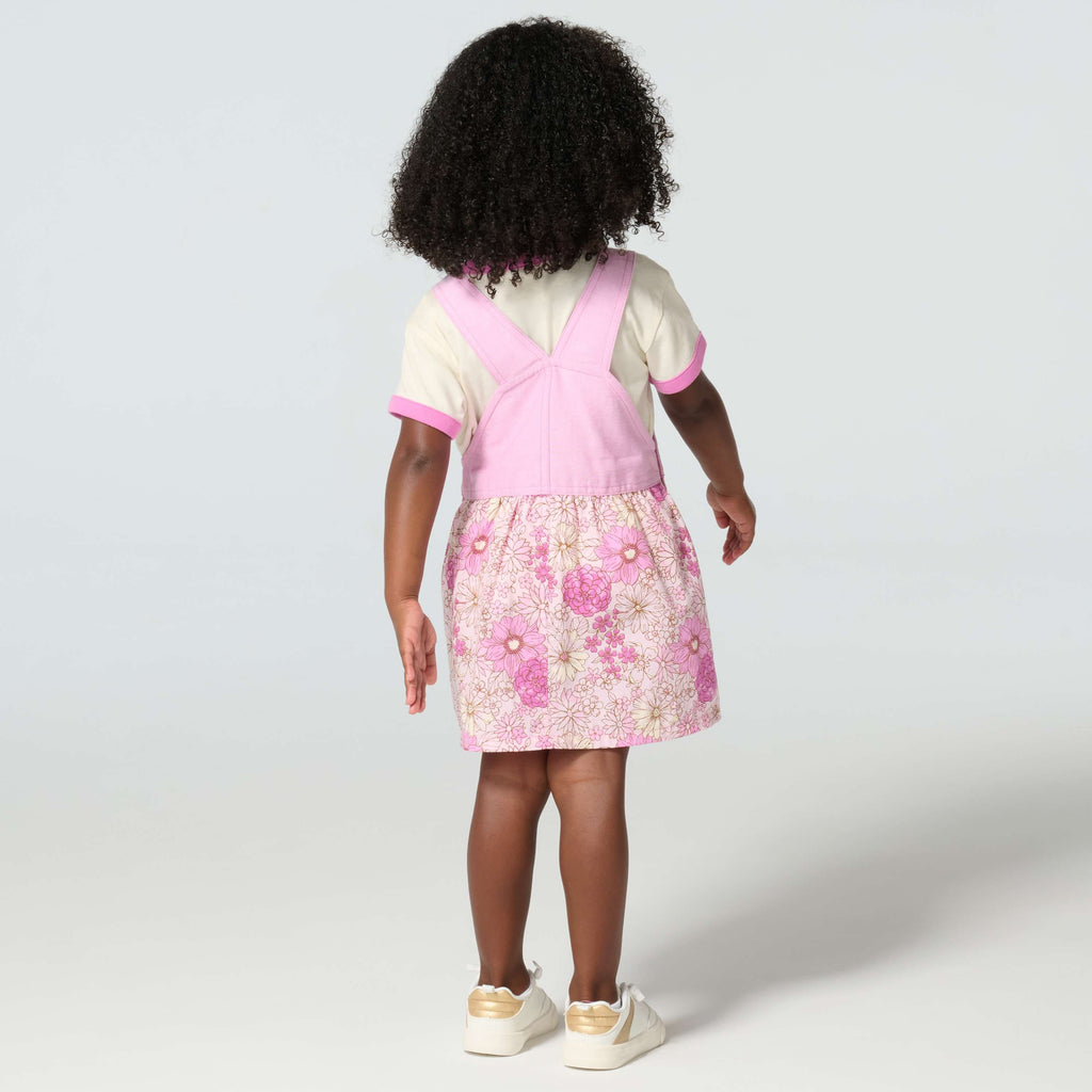 Girls' 2-piece short sleeve t-shirt & printed jumper set (toddler)