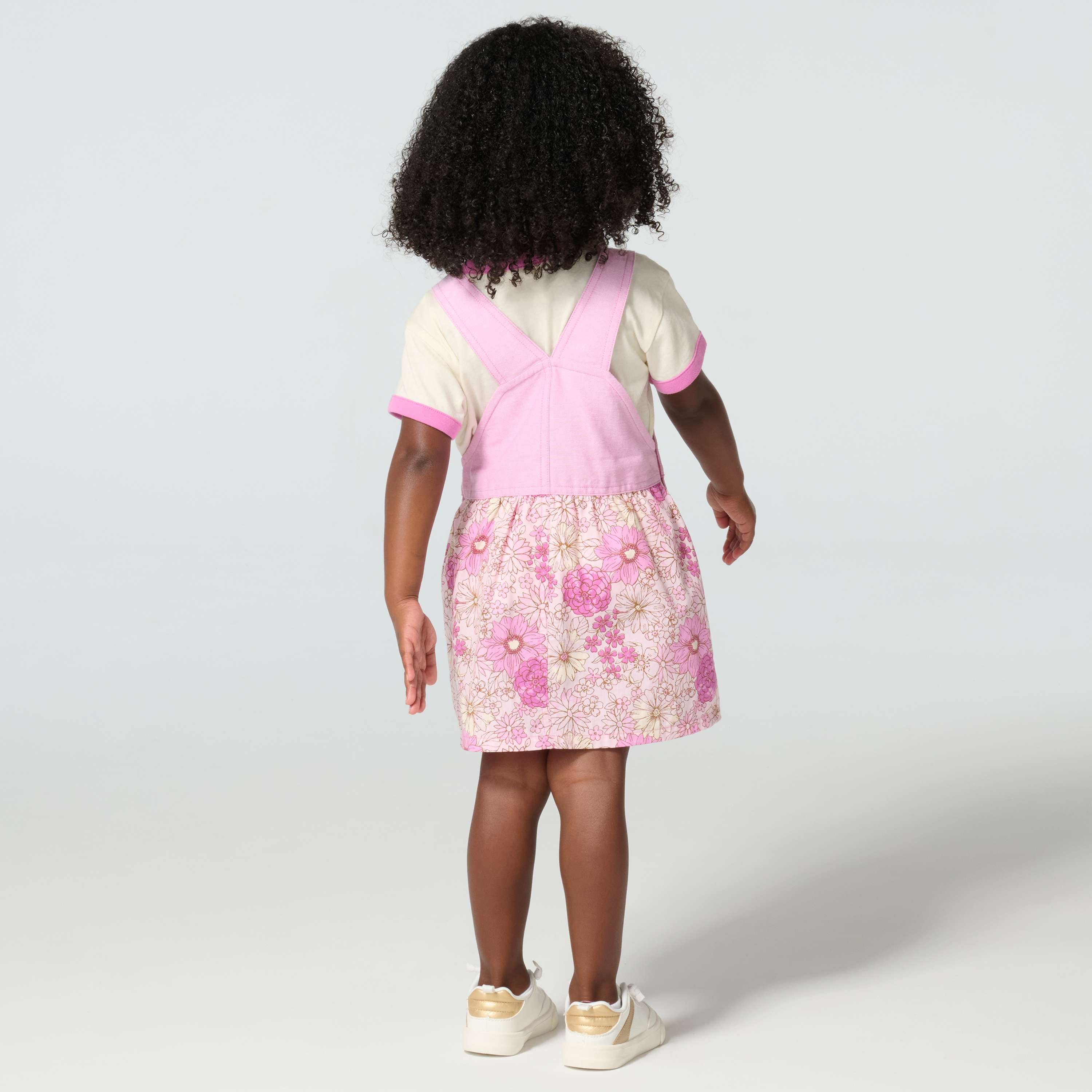 Girls' 2-piece short sleeve t-shirt & printed jumper set (toddler)