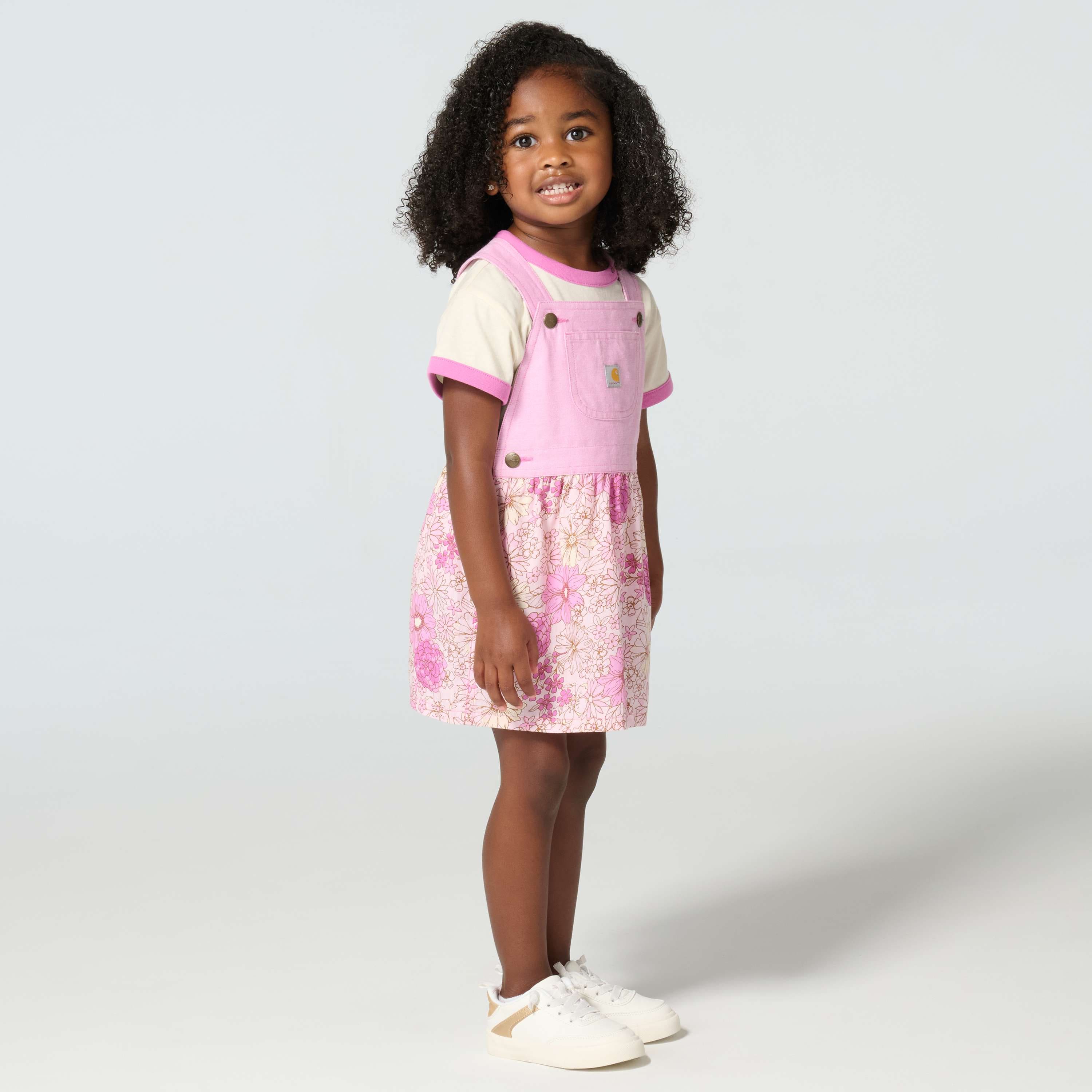 Girls' 2-piece short sleeve t-shirt & printed jumper set (toddler)