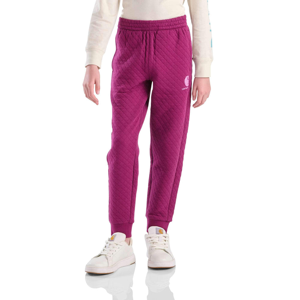 Girls' elastic waistband quilted jersey logo sweatpants (child/youth)