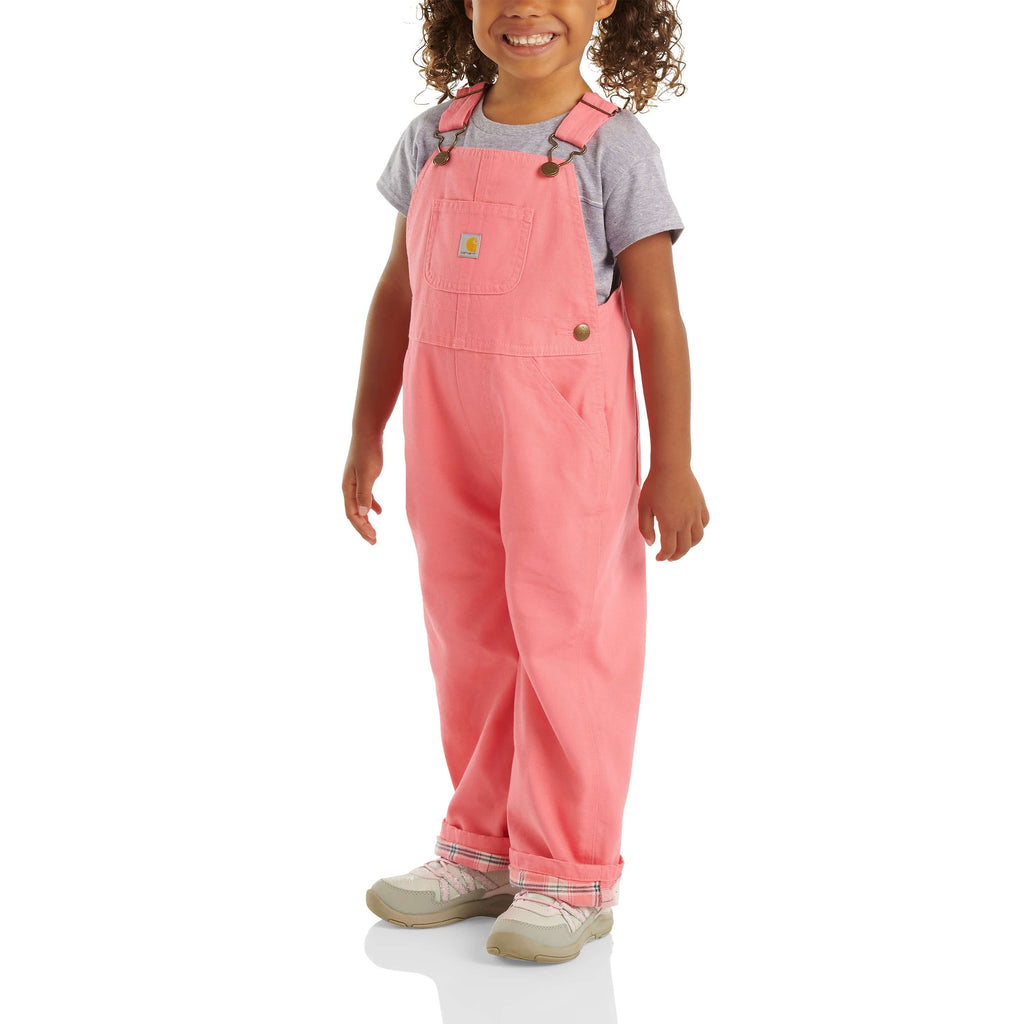 Girls' loose fit canvas flannel lined bib overall