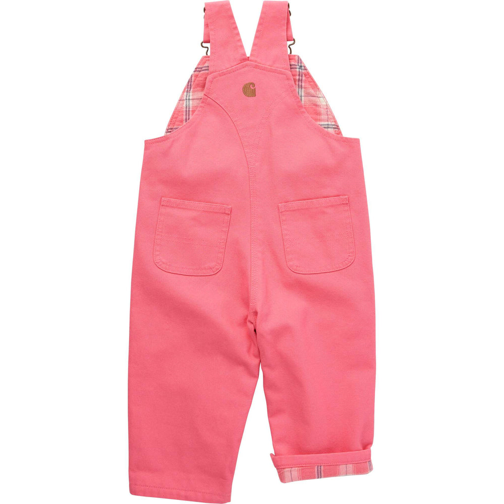 Girls' loose fit canvas flannel lined bib overall