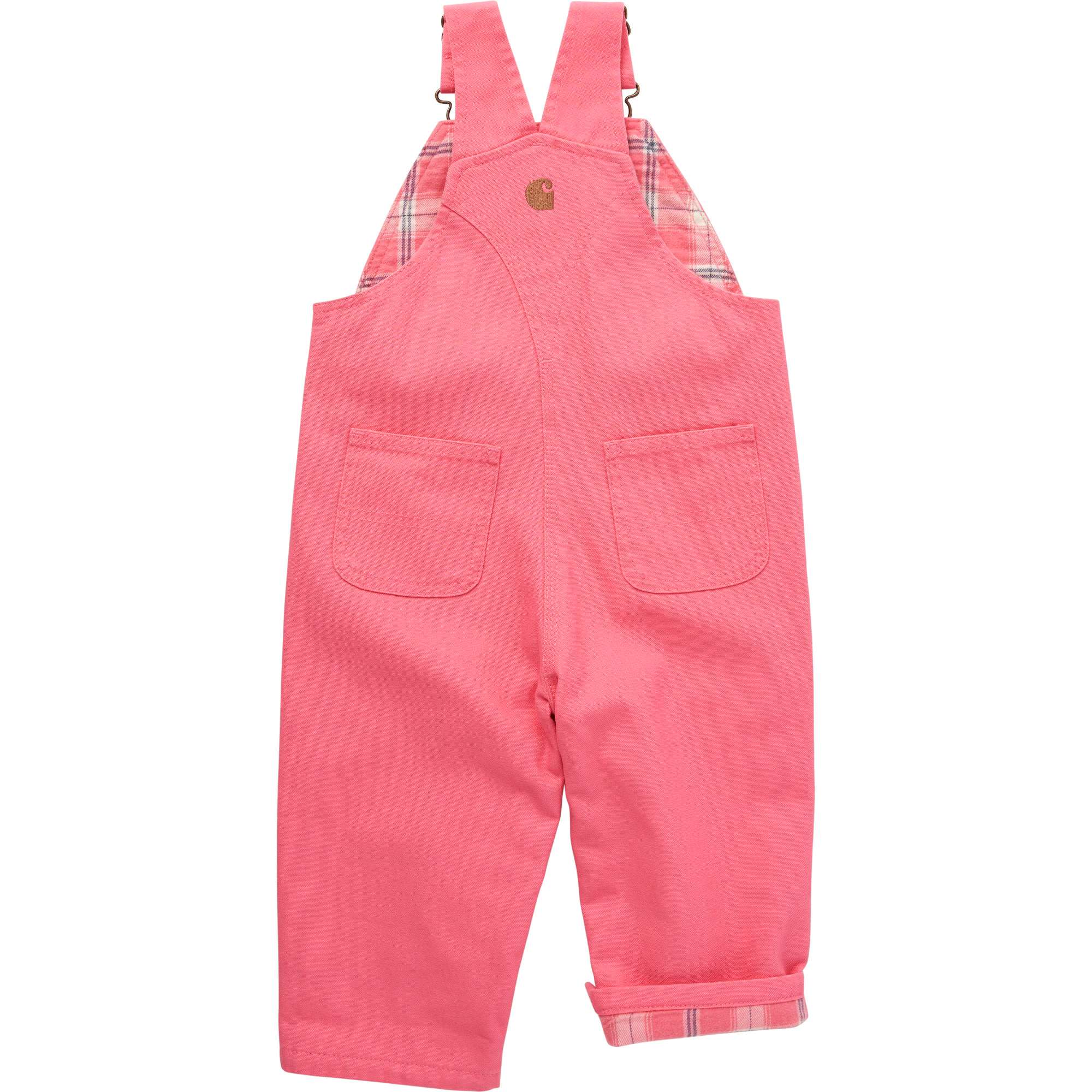 Girls' loose fit canvas flannel lined bib overall