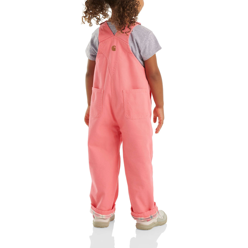 Girls' loose fit canvas flannel lined bib overall