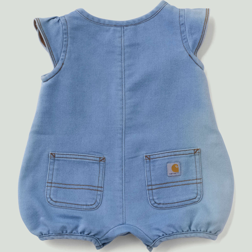 Girls' short sleeve denim henley romper (baby)