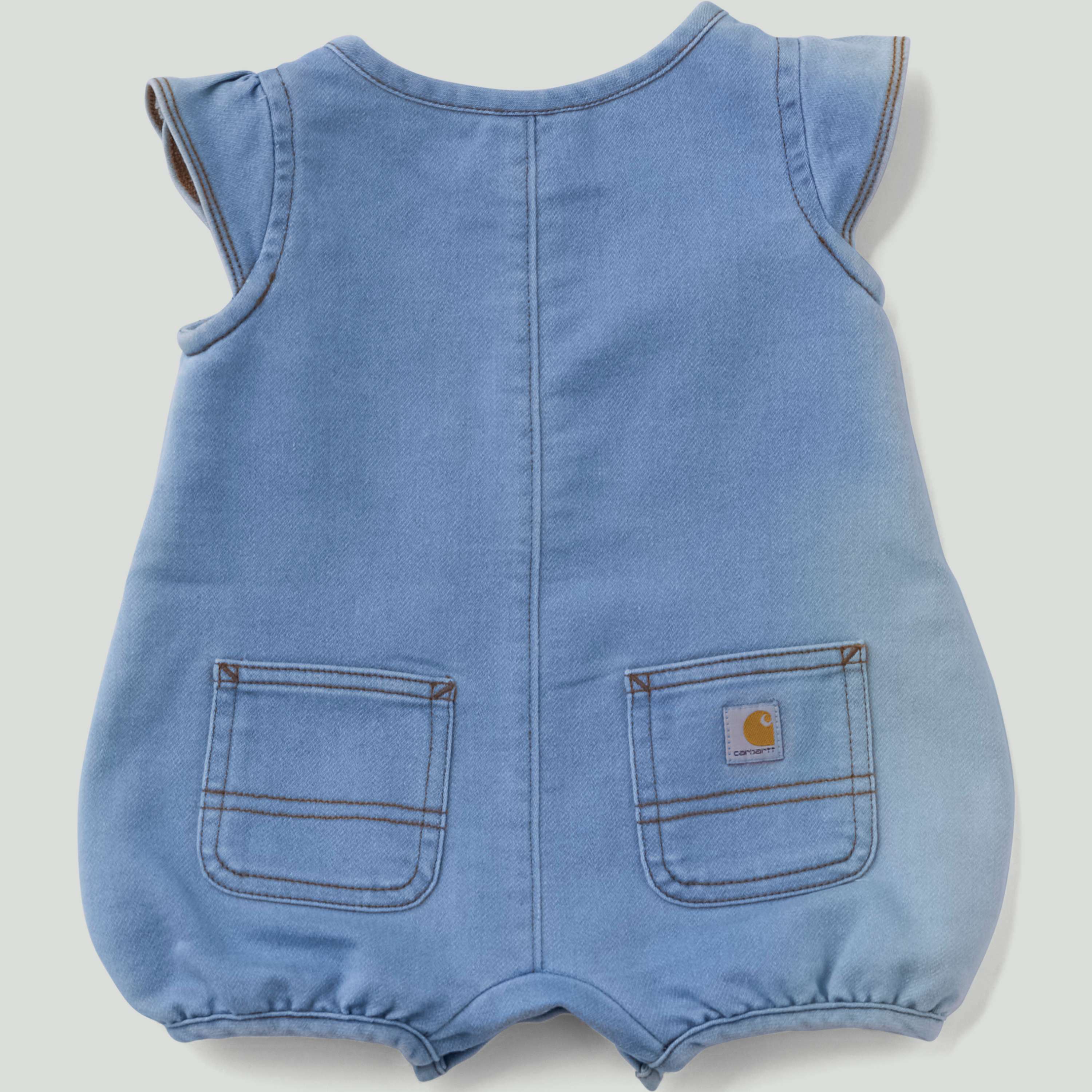 Girls' short sleeve denim henley romper (baby)