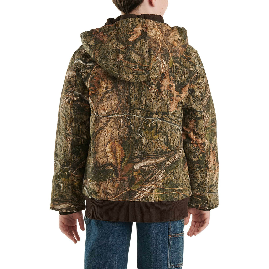 Boys' zip-front canvas insulated hooded camo jacket (child/youth)