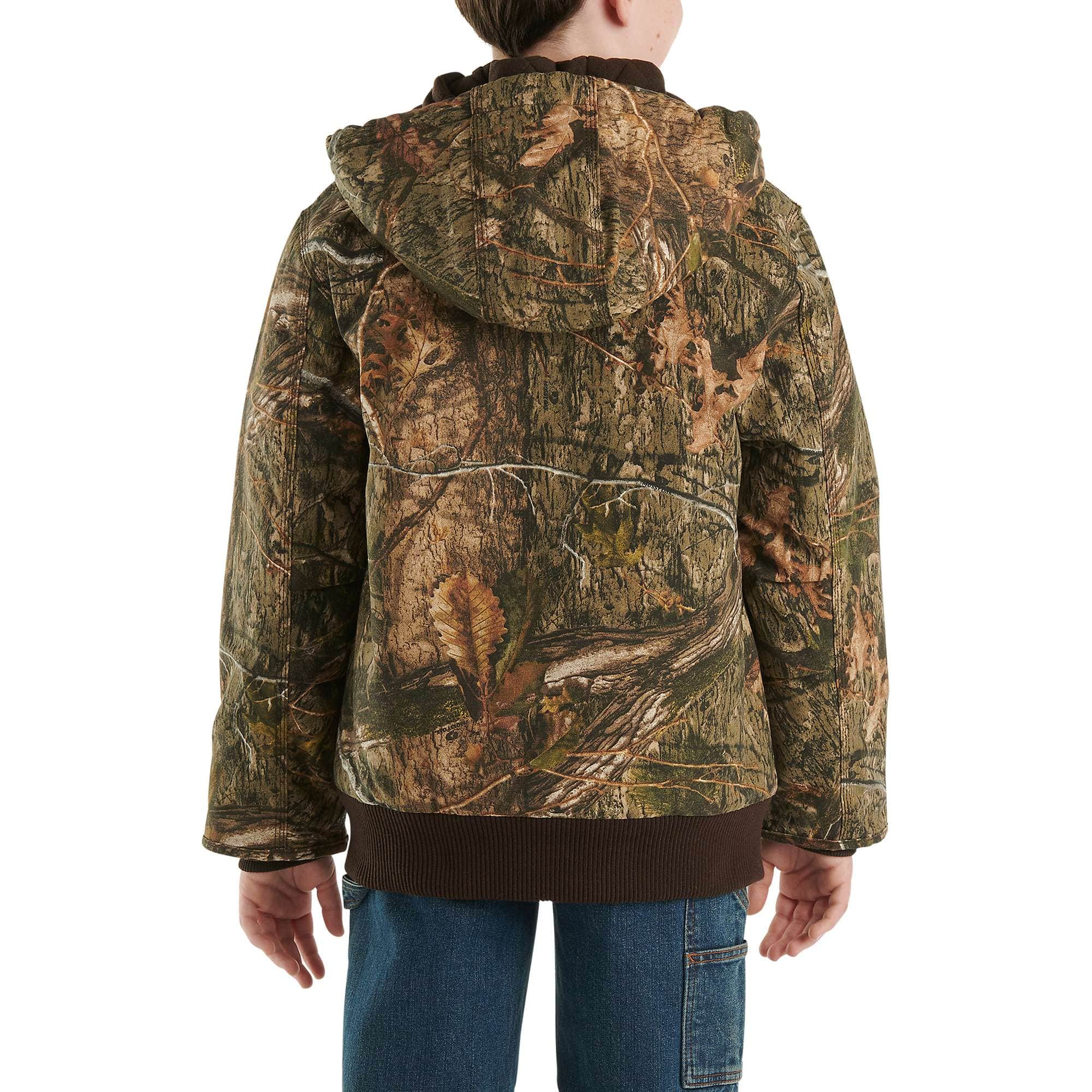 Boys' zip-front canvas insulated hooded camo jacket (child/youth)