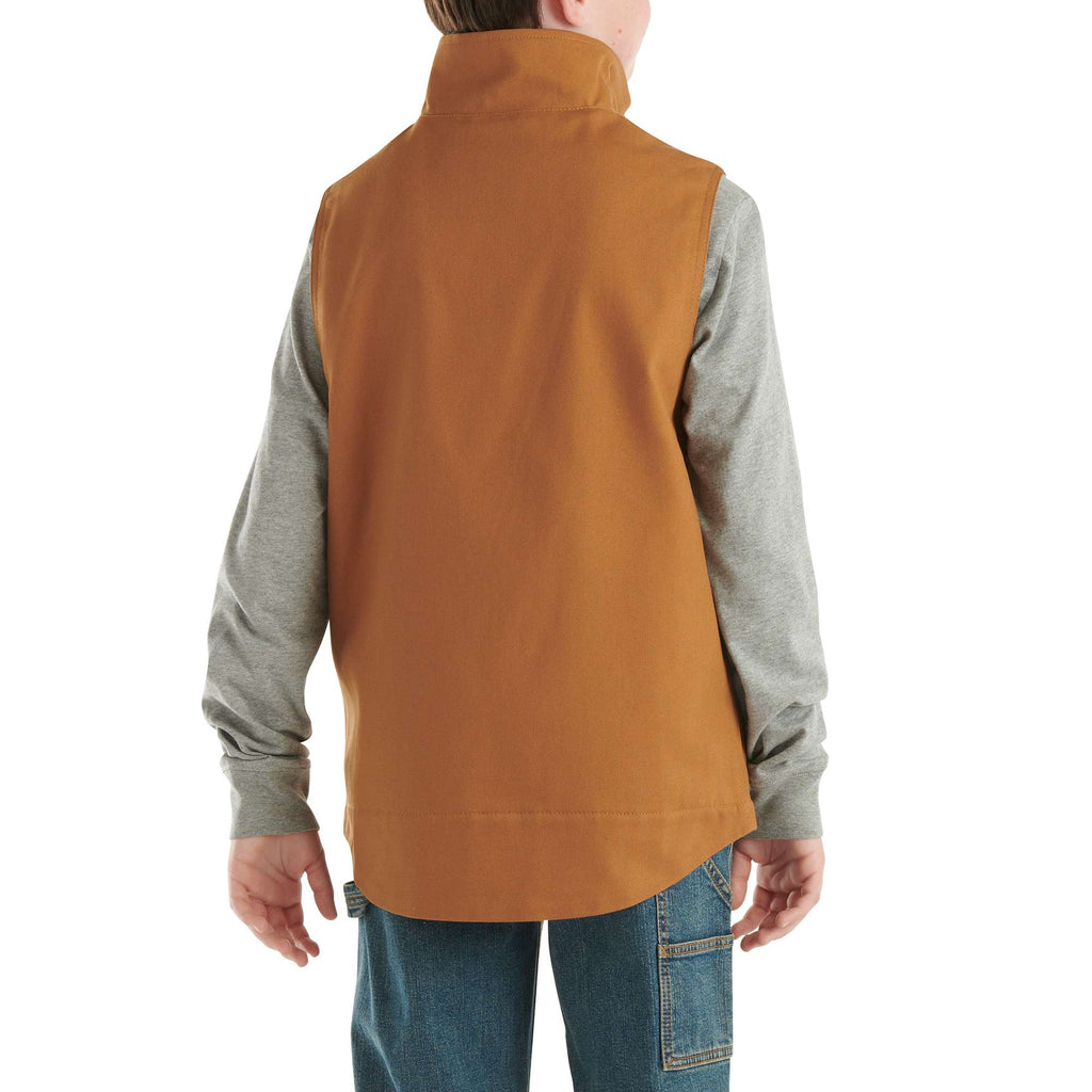 Boys' zip-front canvas sherpa lined vest