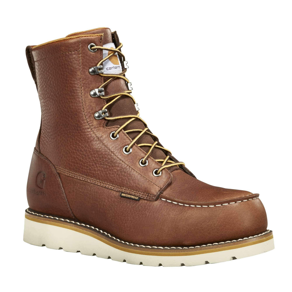 Waterproof 8" moc steel toe wedge work boot
