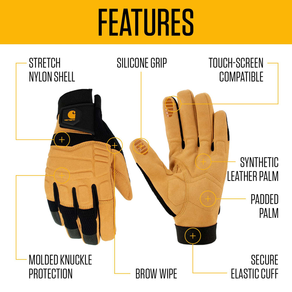 Synthetic leather high dexterity molded knuckle secure cuff glove