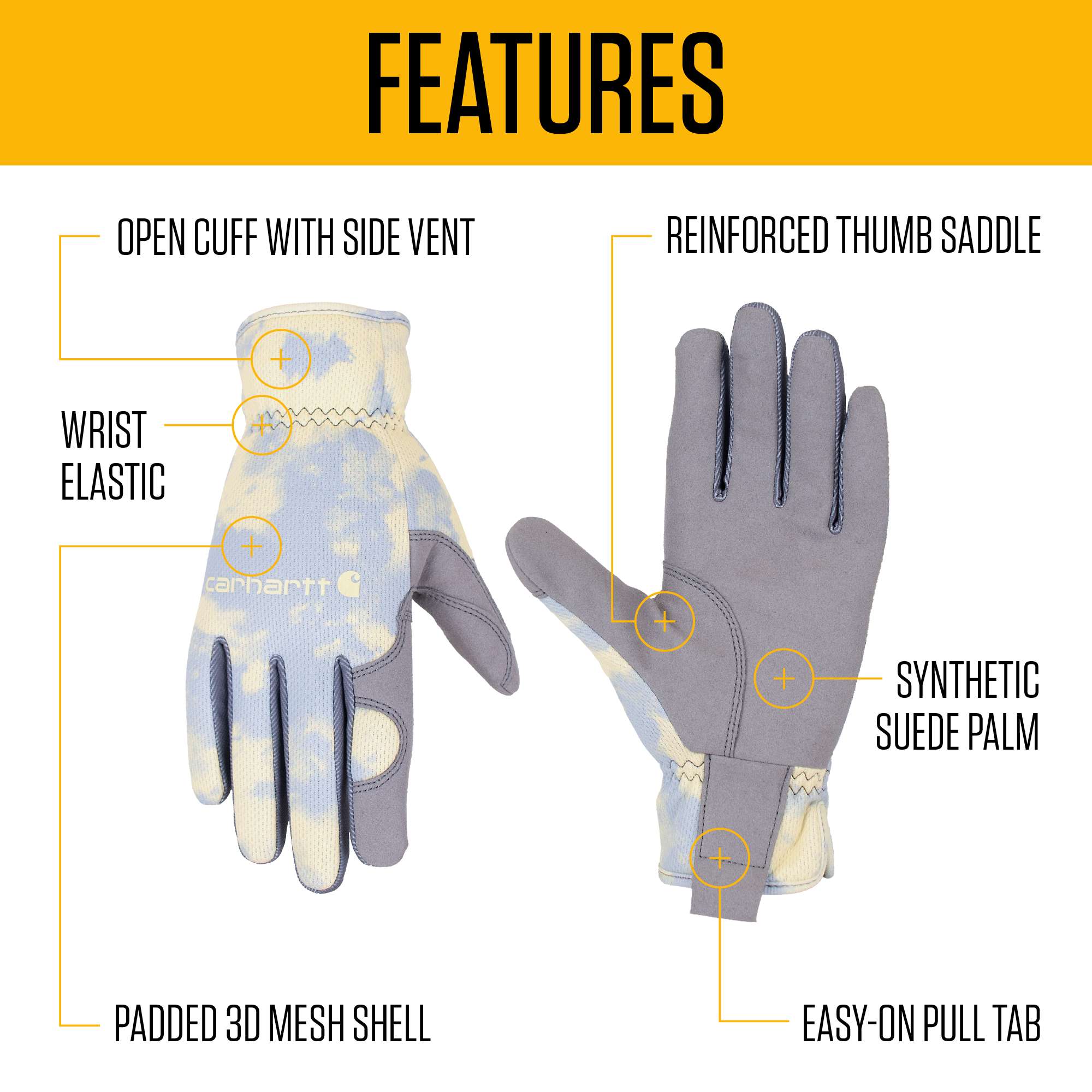 Women's high dexterity open cuff glove