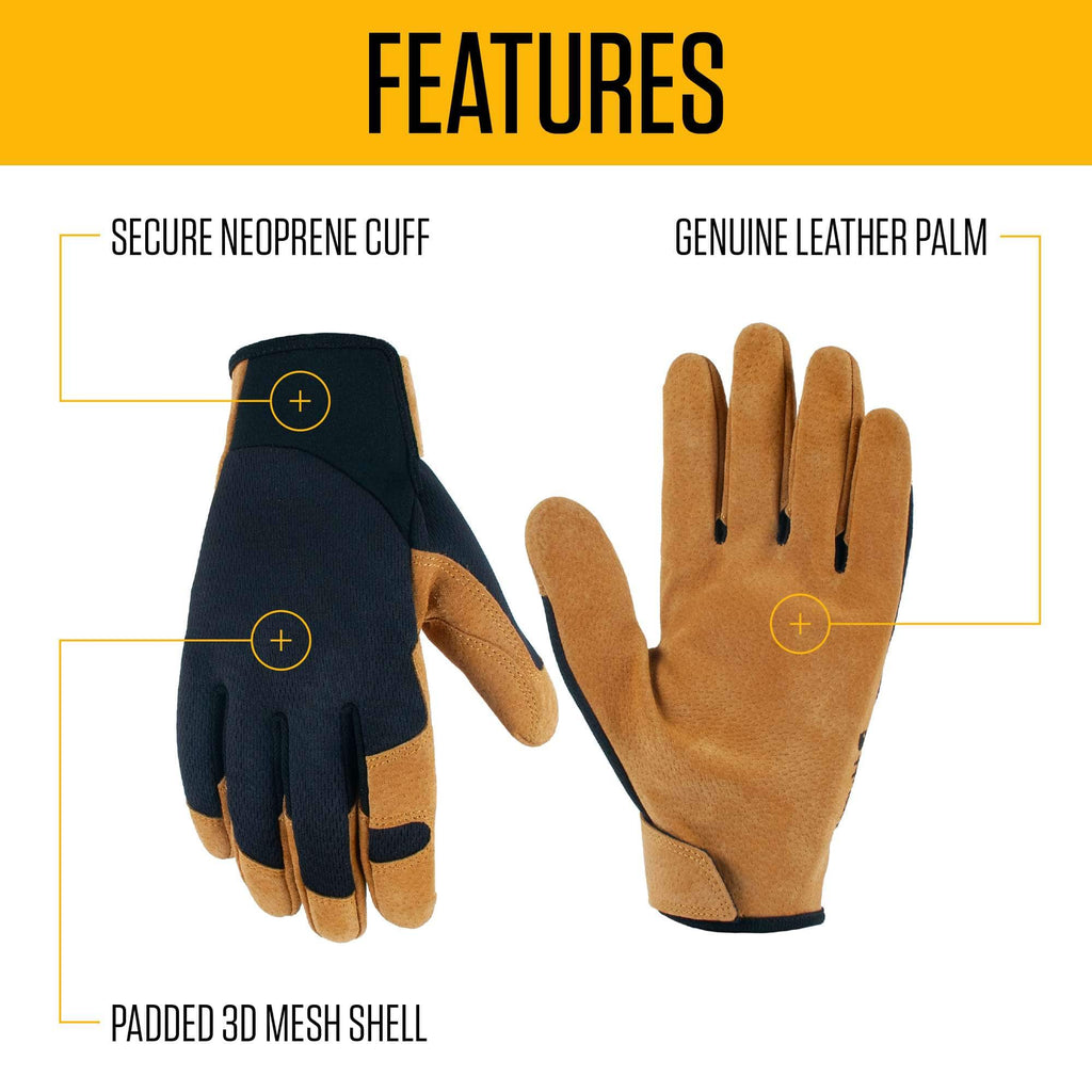 Leather high dexterity secure cuff glove