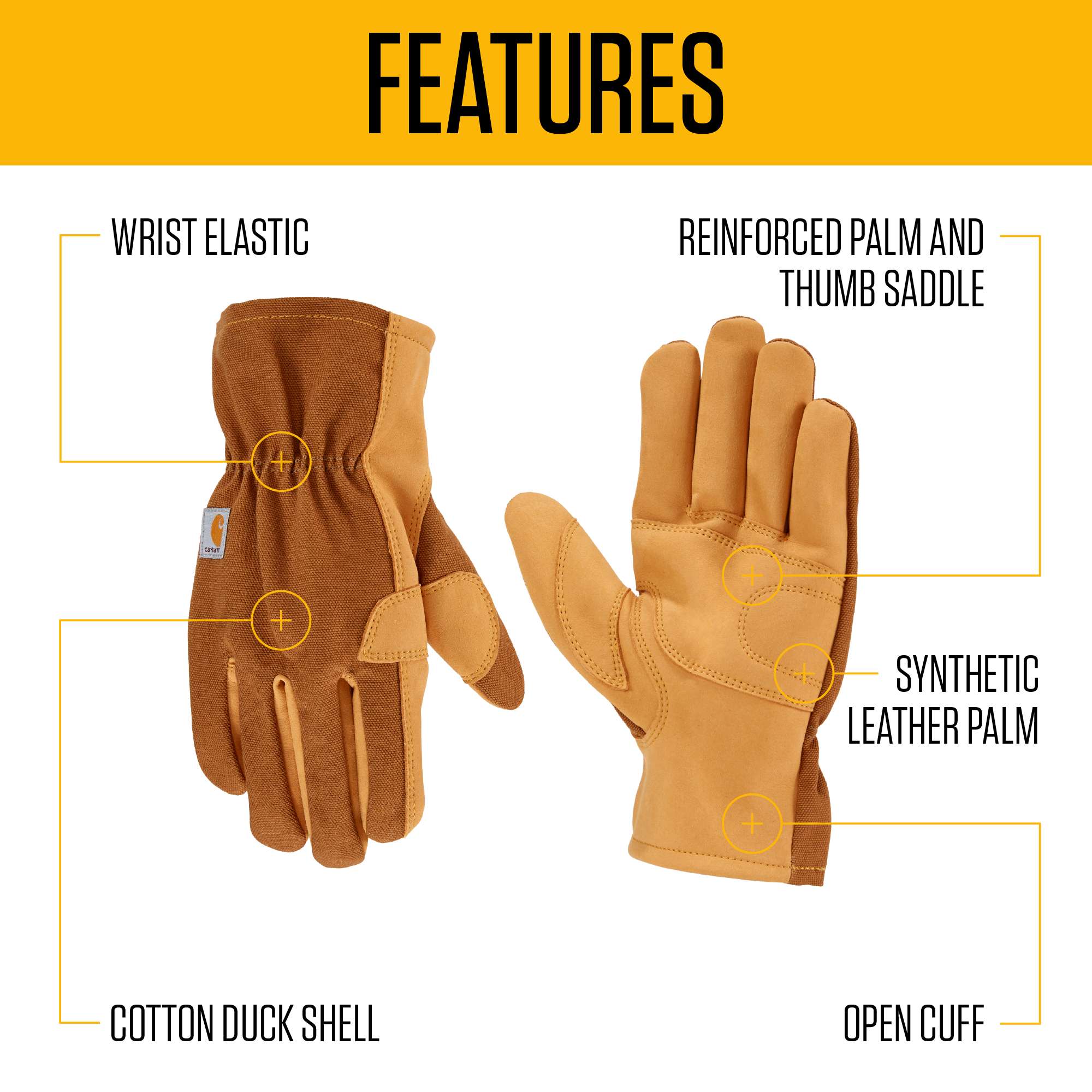 Duck/synthetic leather open cuff glove