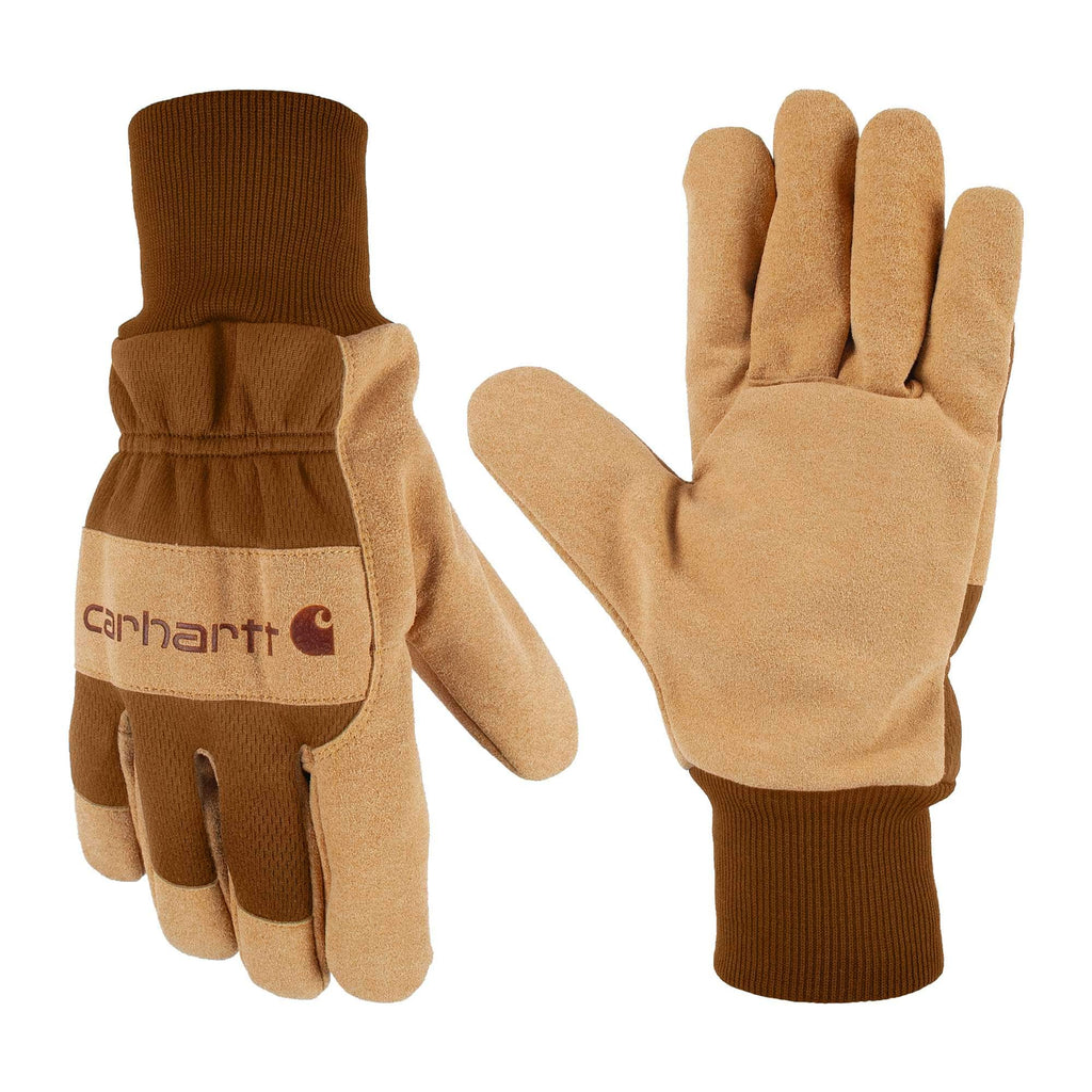 Synthetic suede knit cuff glove