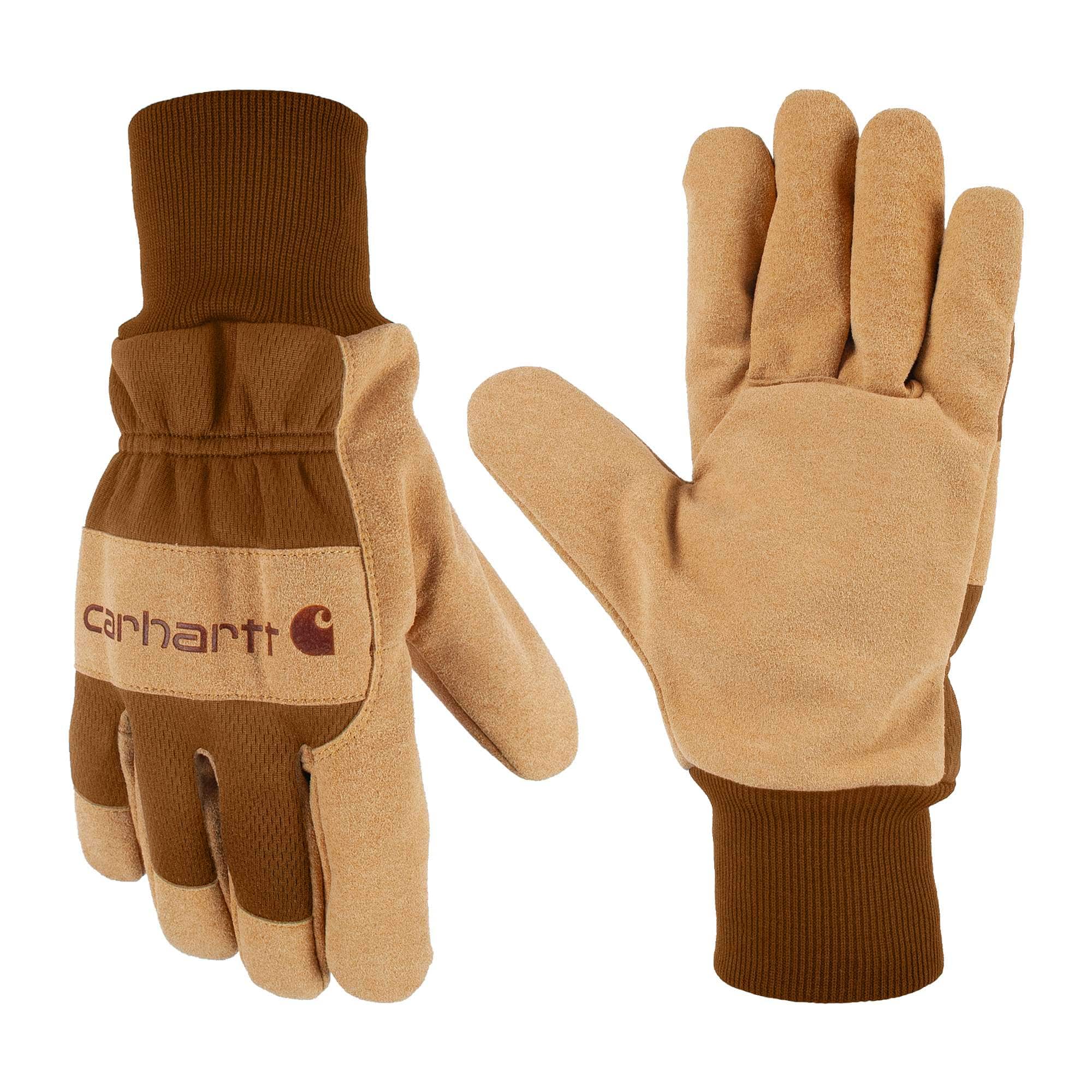 Synthetic suede knit cuff glove