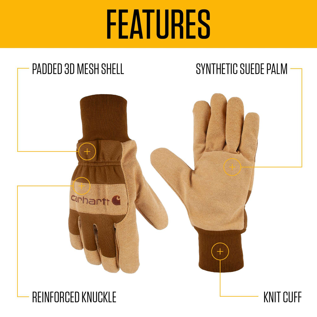 Synthetic suede knit cuff glove