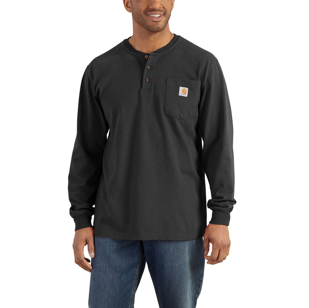 Men's dearborn loose fit heavyweight long sleeve henley pocket t-shirt 