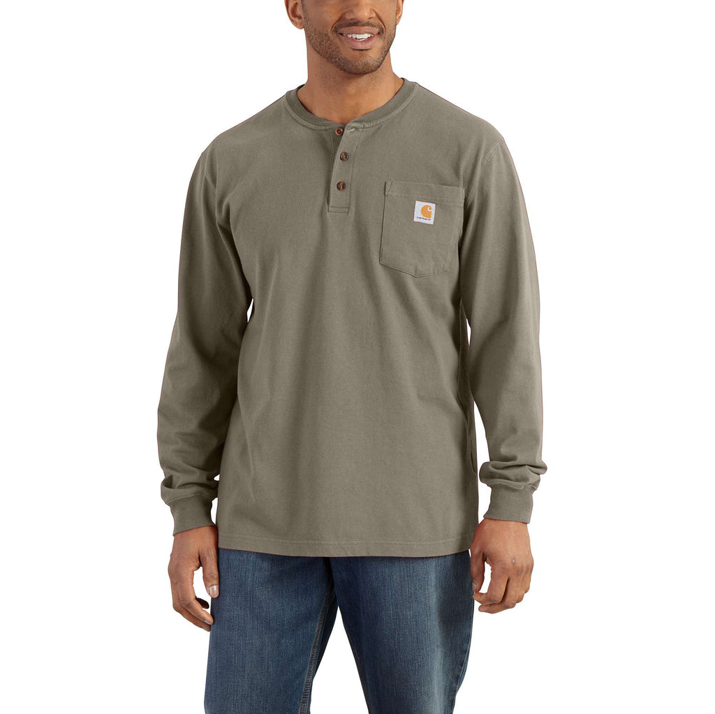 Men's dearborn loose fit heavyweight long sleeve henley pocket t-shirt 