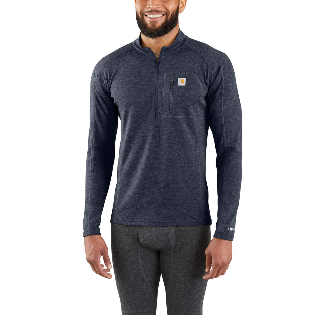 Men's base layer quarter-zip thermal top - carhartt force® - midweight - poly-wool