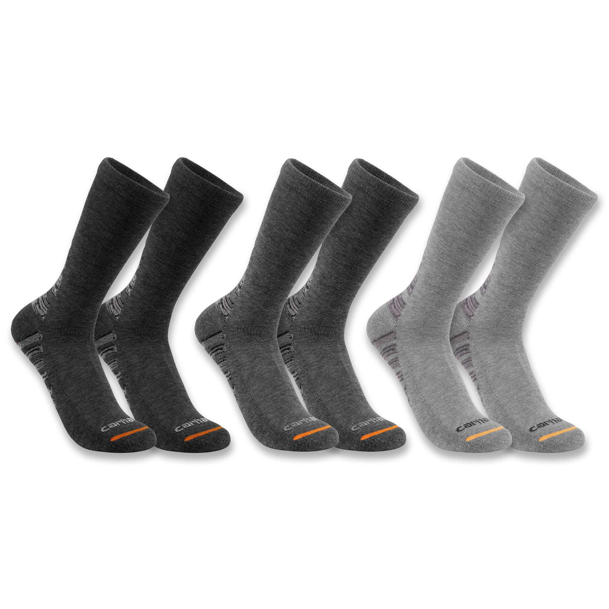 Midweight synthetic-cotton blend crew sock 3-pack