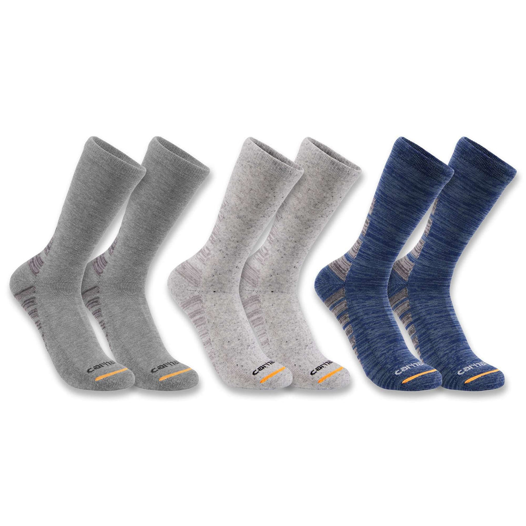 Midweight synthetic-cotton blend crew sock 3-pack