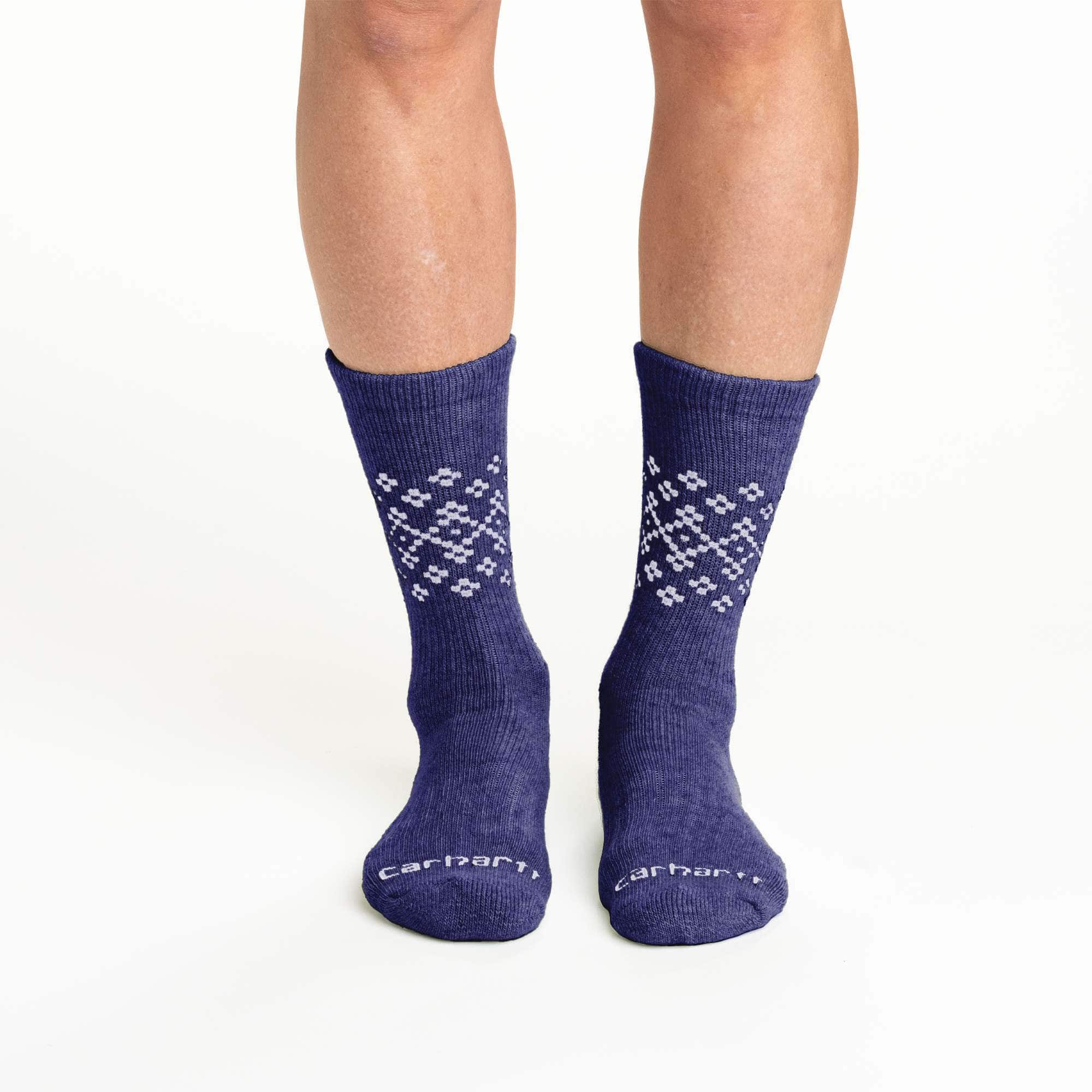 Women's midweight synthetic-wool blend fairisle crew sock 2-pack