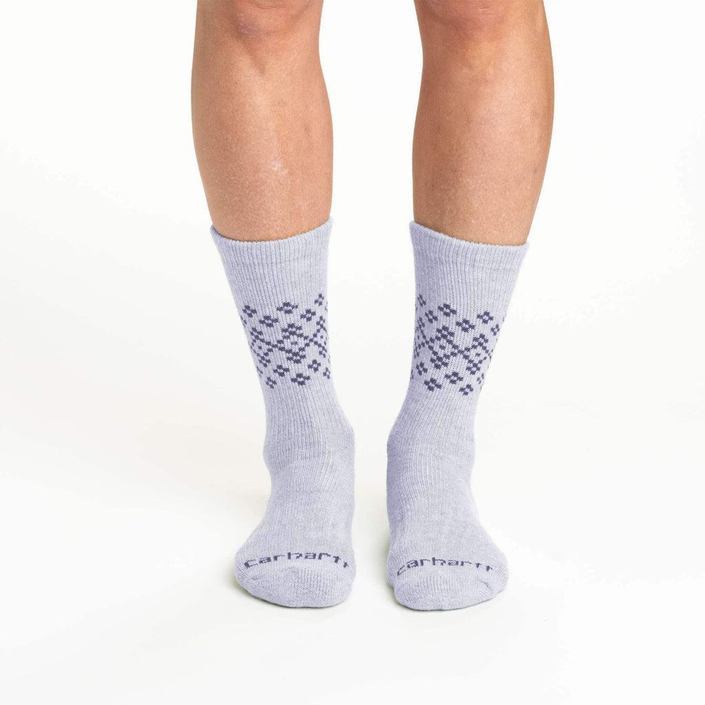 Women's midweight synthetic-wool blend fairisle crew sock 2-pack