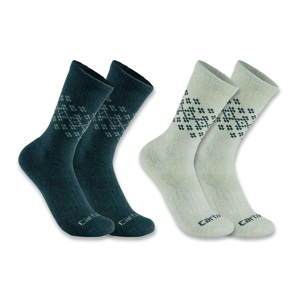 Women's midweight synthetic-wool blend fairisle crew sock 2-pack
