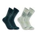 Women's midweight synthetic-wool blend fairisle crew sock 2-pack