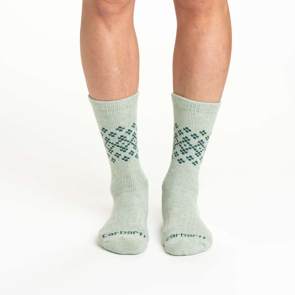 Women's midweight synthetic-wool blend fairisle crew sock 2-pack