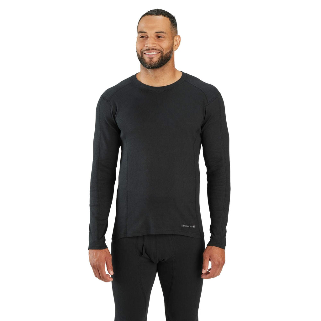 Midweight stretch cotton rib base layer crewneck