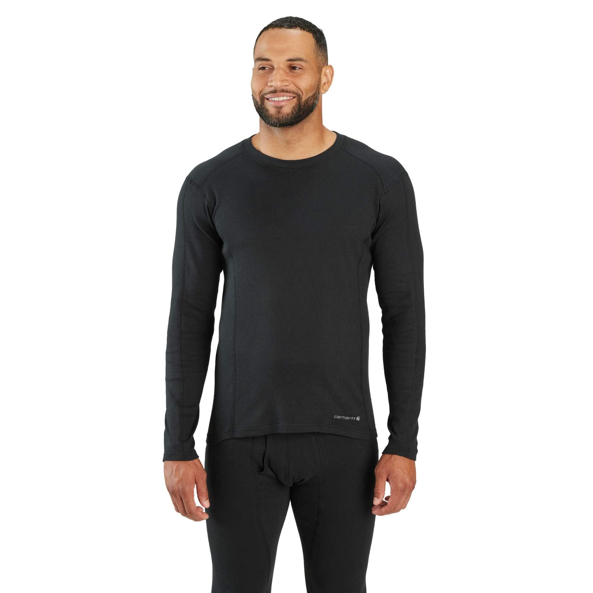 Midweight stretch cotton rib base layer crewneck